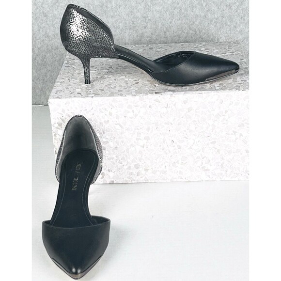 Enzo Angiolini Womens 6.5M Black Pointed Toe Kitten Heel Pumps Gothic Dressy - Picture 2 of 14